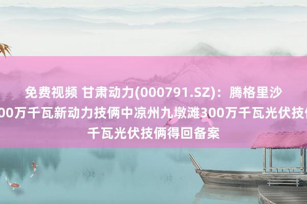 免费视频 甘肃动力(000791.SZ)：腾格里沙漠大基地600万千瓦新动力技俩中凉州九墩滩300万千瓦光伏技俩得回备案
