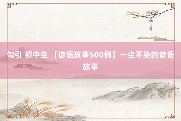 勾引 初中生 【谚语故事500例】一尘不染的谚语故事